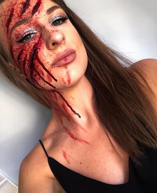 fake wounds halloween makeup tutorial 1