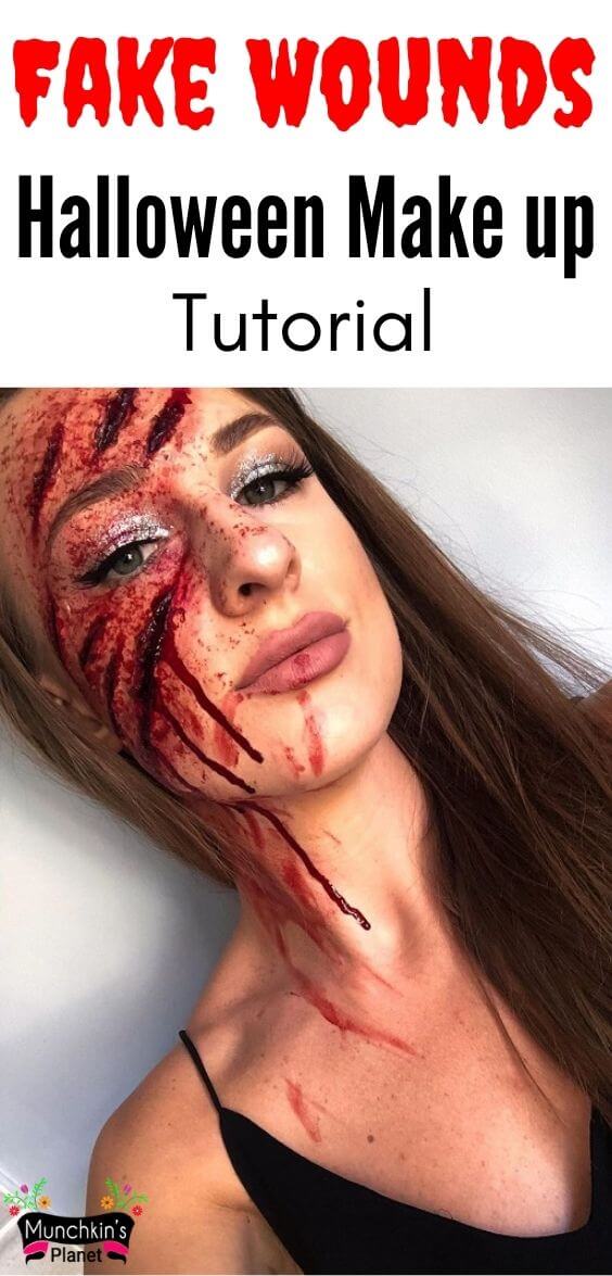 fake wounds halloween makeup tutorial