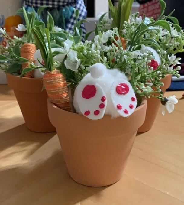 easter craft bunny butt flower pots 2