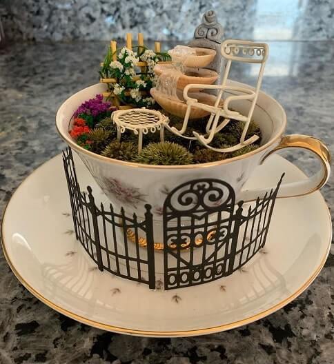 Fairy garden in a teacup