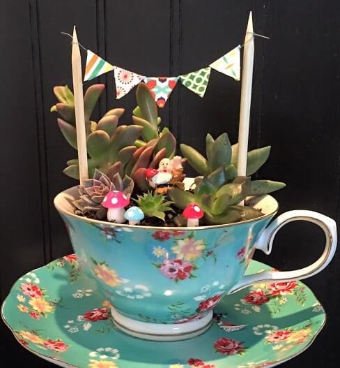 Fairy tea cup and saucer miniature garden