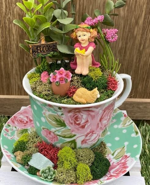 Floating teacup cheap fairy garden
