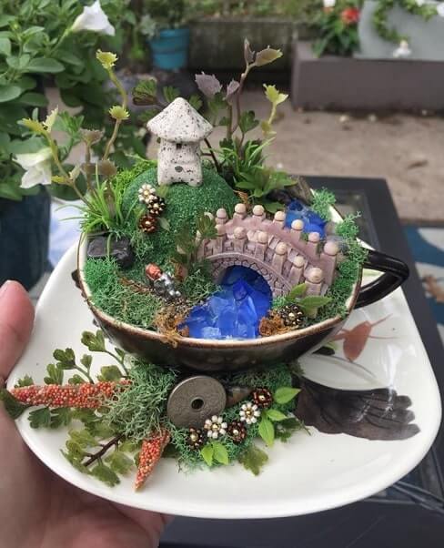 teacup fairy garden