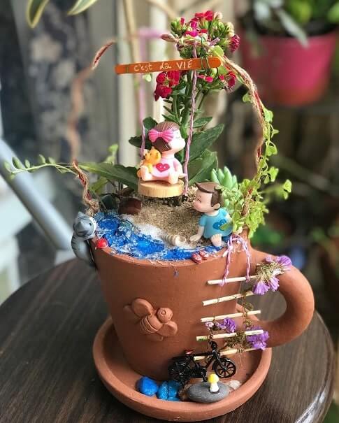 vintage teacup fairy garden