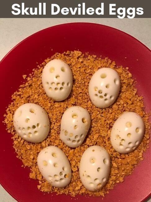 halloween food skull deviled eggs
