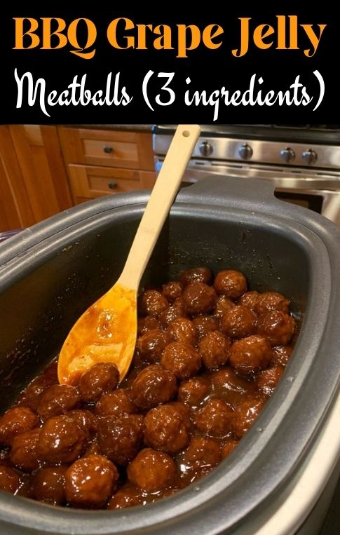 BBQ Grape Jelly Meatballs (3 ingredients)