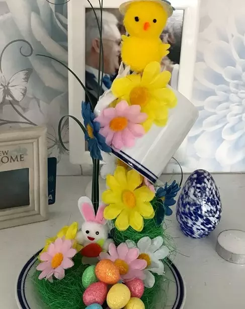 diy Floating Easter teacup decoration 5