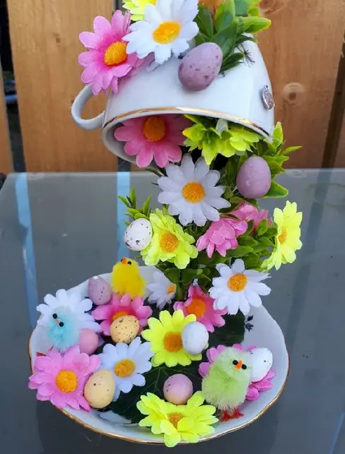 floating tea cup easter craft