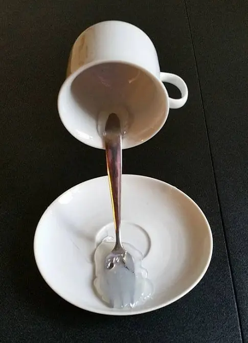 glue teacup and saucer with a fork