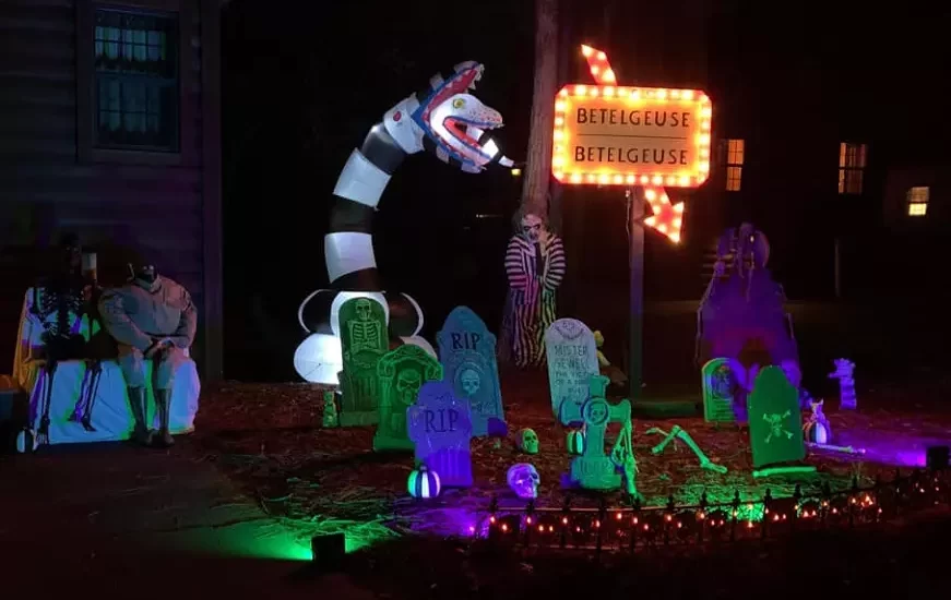 beetlejuice lawn decoration night