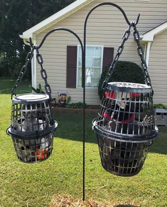 creepy halloween hanging cage prop