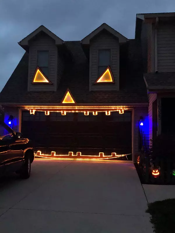 Halloween garage door decor jack o lantern