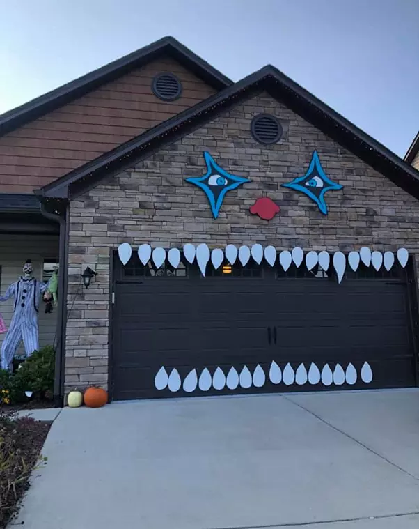 Halloween garage door monster decoration