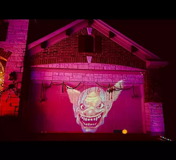 Halloween garage door projector decoration