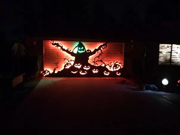 Halloween garage door silhouette oogie boogie