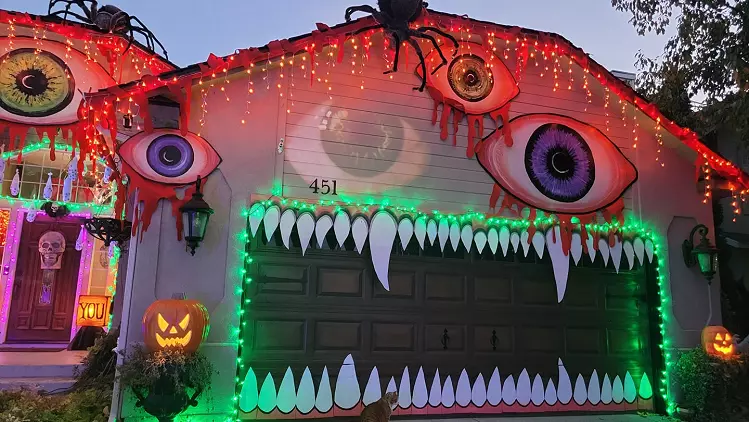 Eye Monster garage door Halloween decorations