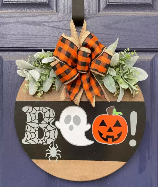 wooden halloween door hangers