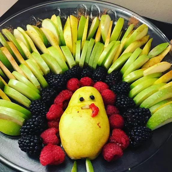 Turkey fruit platter appetizer