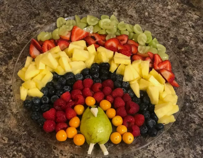 Turkey fruit tray Thanksgiving starter