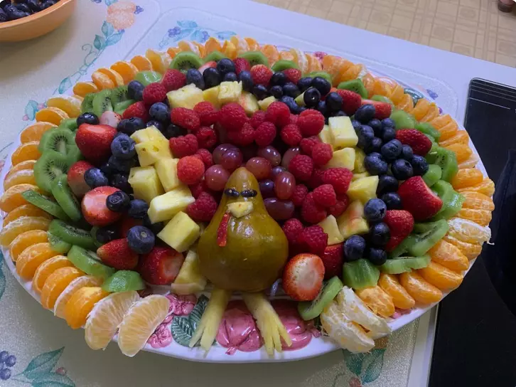 Turkey shaped Thanksgiving appetizer