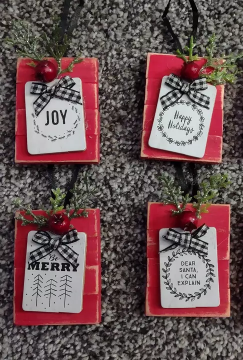 tumbling tower blocks Christmas ornaments