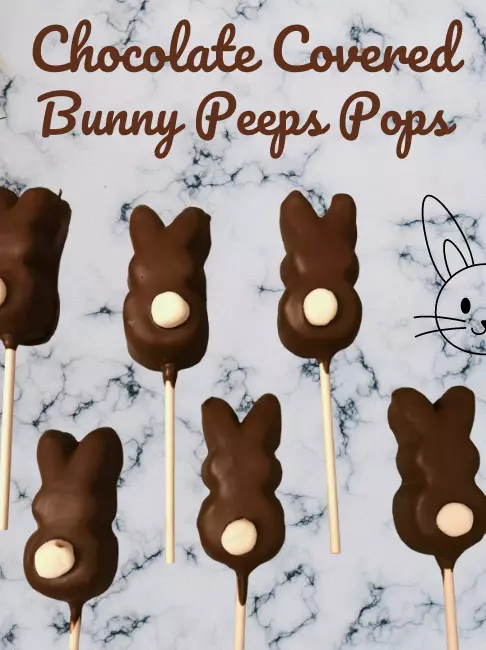 Chocolate-covered peeps pops