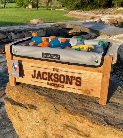 custom engraved wood cooler for dad