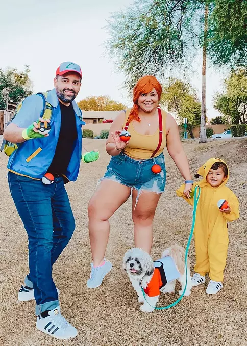 Dog and owner Halloween costumes pokemon