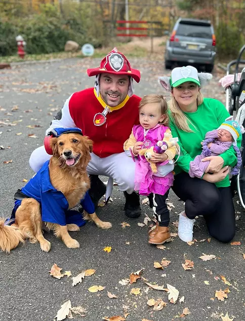 Family Halloween costumes with dog and baby PAW Patrol