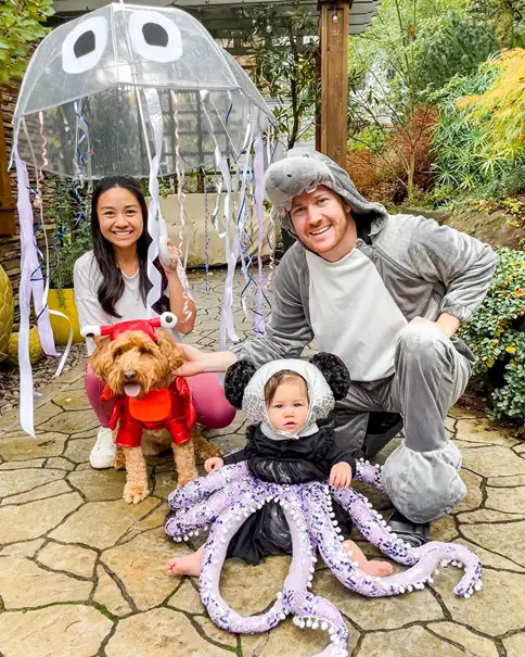 family halloween costumes with dog under the sea