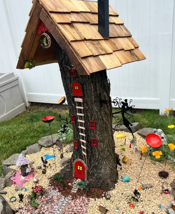tree stump gnome house ladder